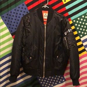 UNIF “WHATEVER” SKELETON BLACK BOMBER JACKET!